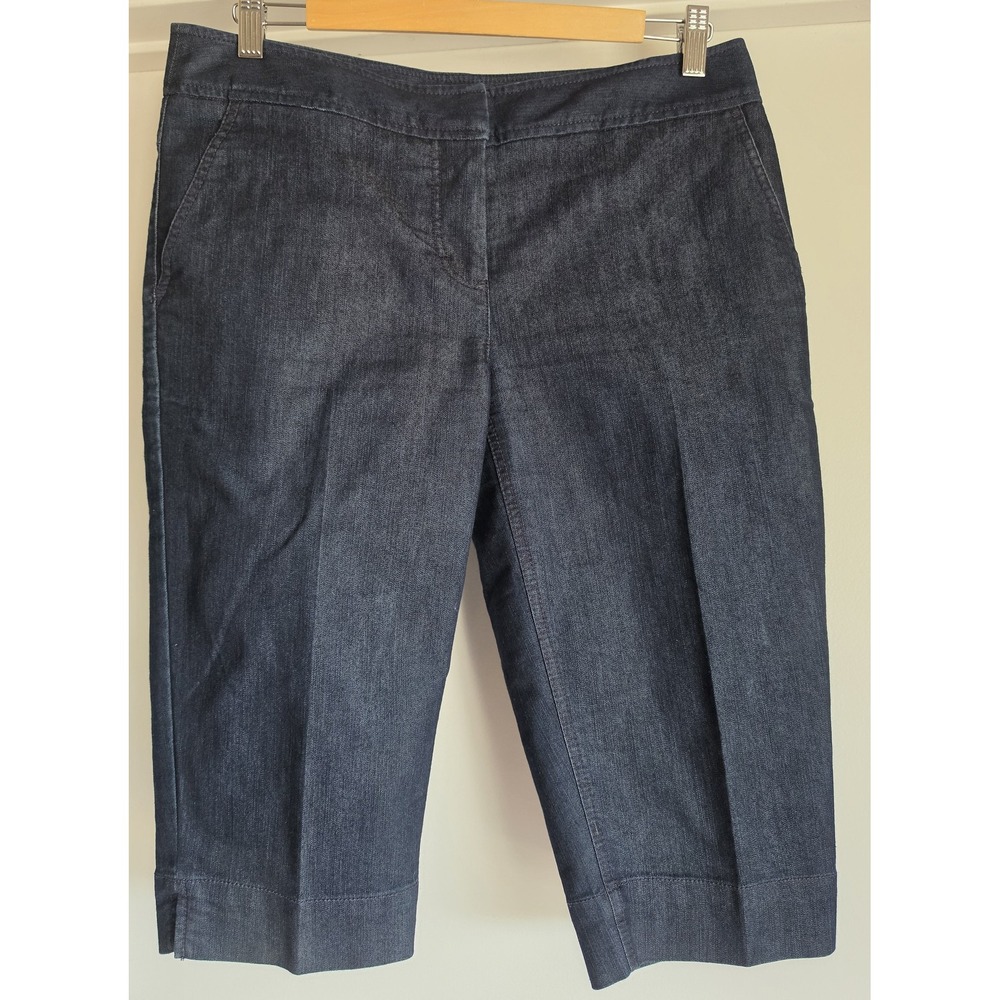 Kenneth Cole Reaction Capri Pants Women Size 8 Dark Blue Solid Cropped